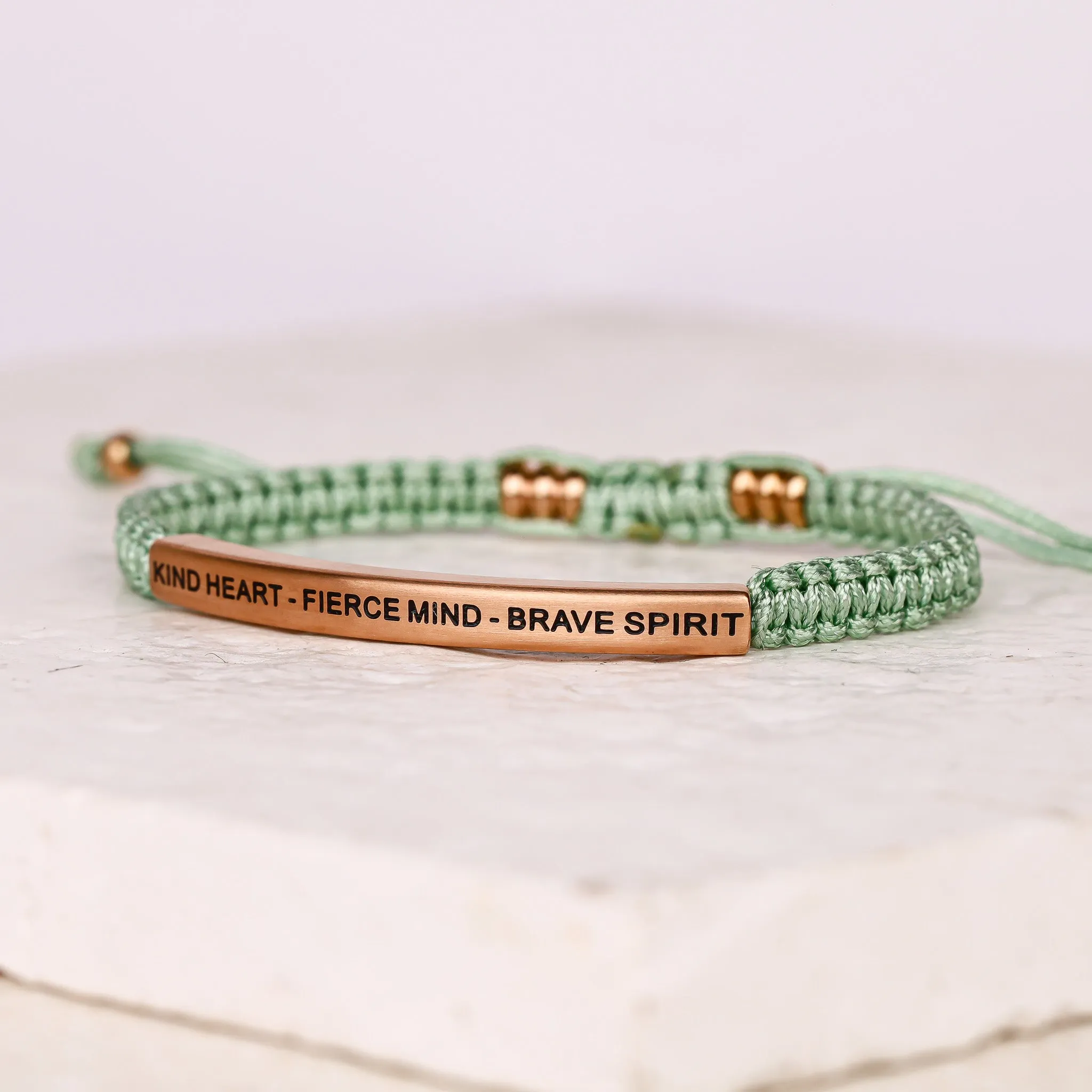 KIND HEART - FIERCE MIND - BRAVE SPIRIT ROPE BRACELET