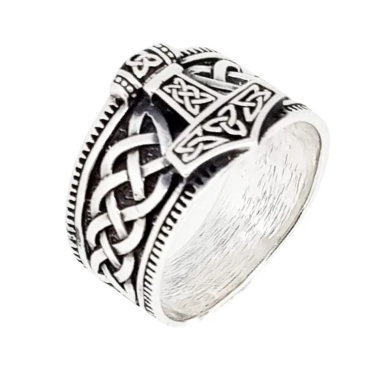 Men's 925 Silver Thor's Hammer Norse Scandinavian Mjolnir Viking Ring