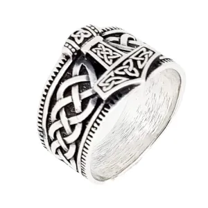 Men's 925 Silver Thor's Hammer Norse Scandinavian Mjolnir Viking Ring