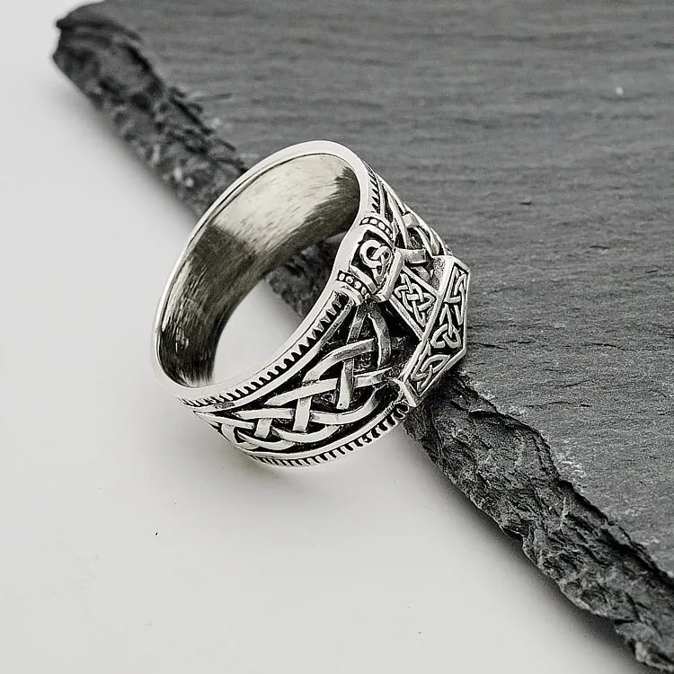 Men's 925 Silver Thor's Hammer Norse Scandinavian Mjolnir Viking Ring