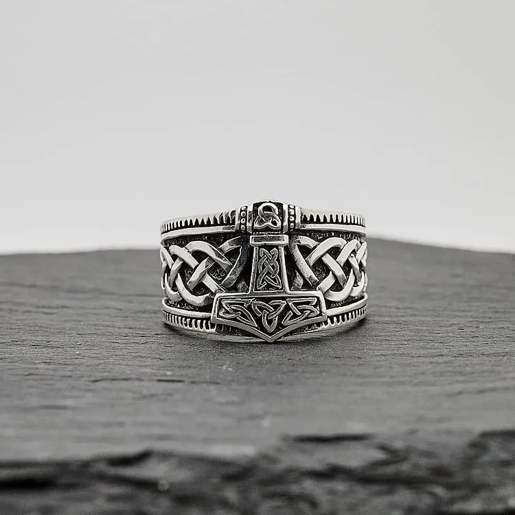 Men's 925 Silver Thor's Hammer Norse Scandinavian Mjolnir Viking Ring