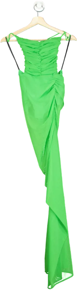 Michael Costello x Revolve Green Ruched Evening Dress UK 10