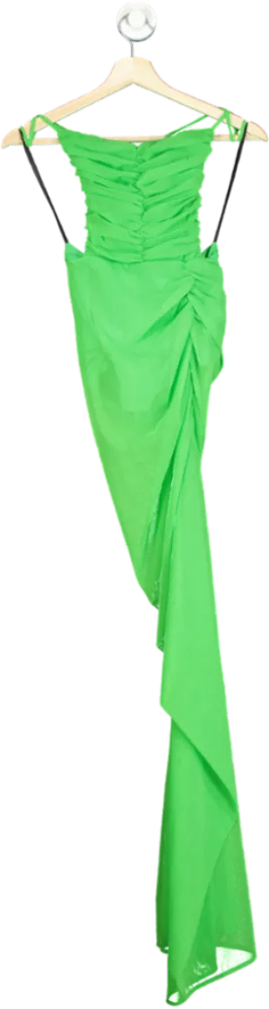 Michael Costello x Revolve Green Ruched Evening Dress UK 10