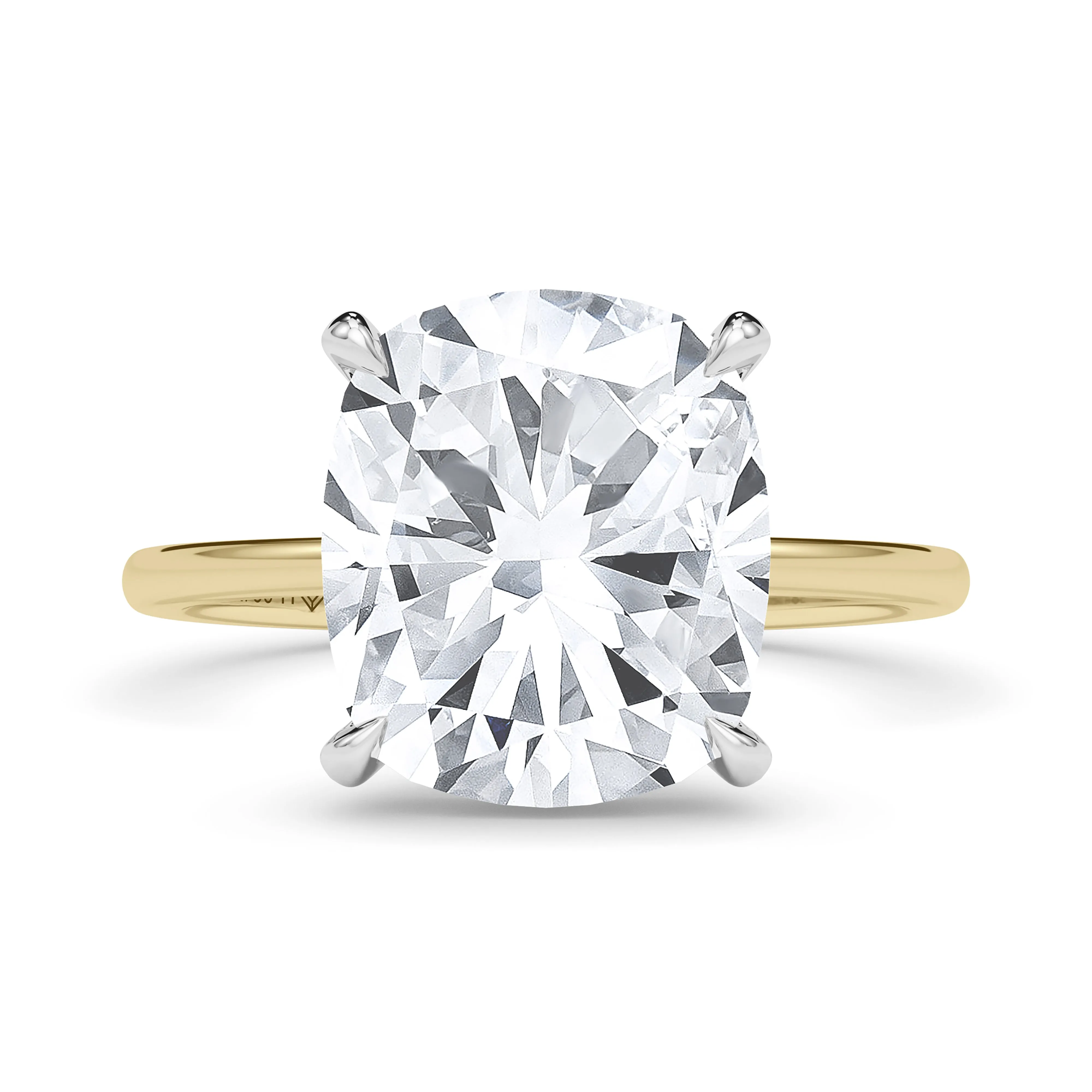 Mixed Metal Cushion Cut Diamond Ring