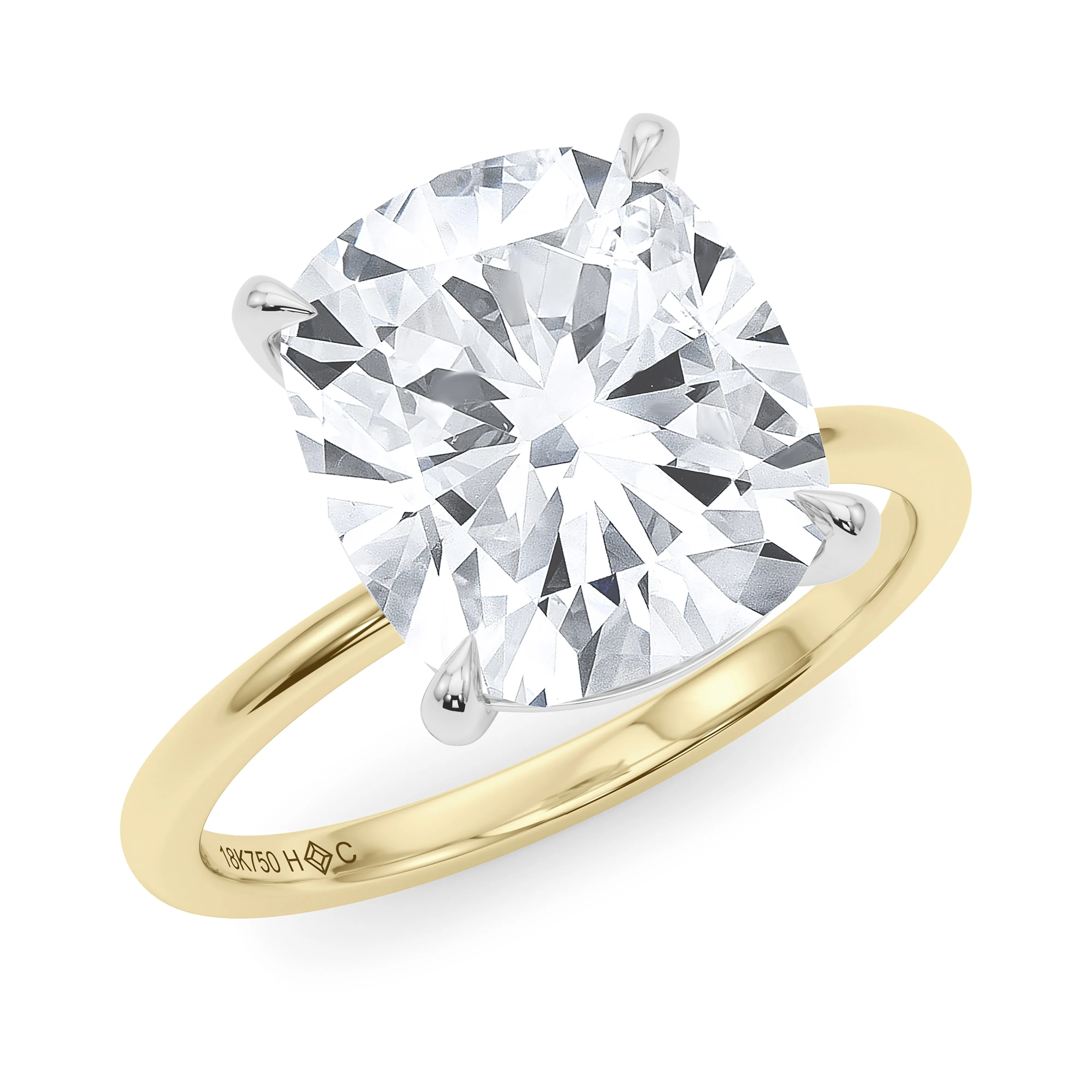 Mixed Metal Cushion Cut Diamond Ring