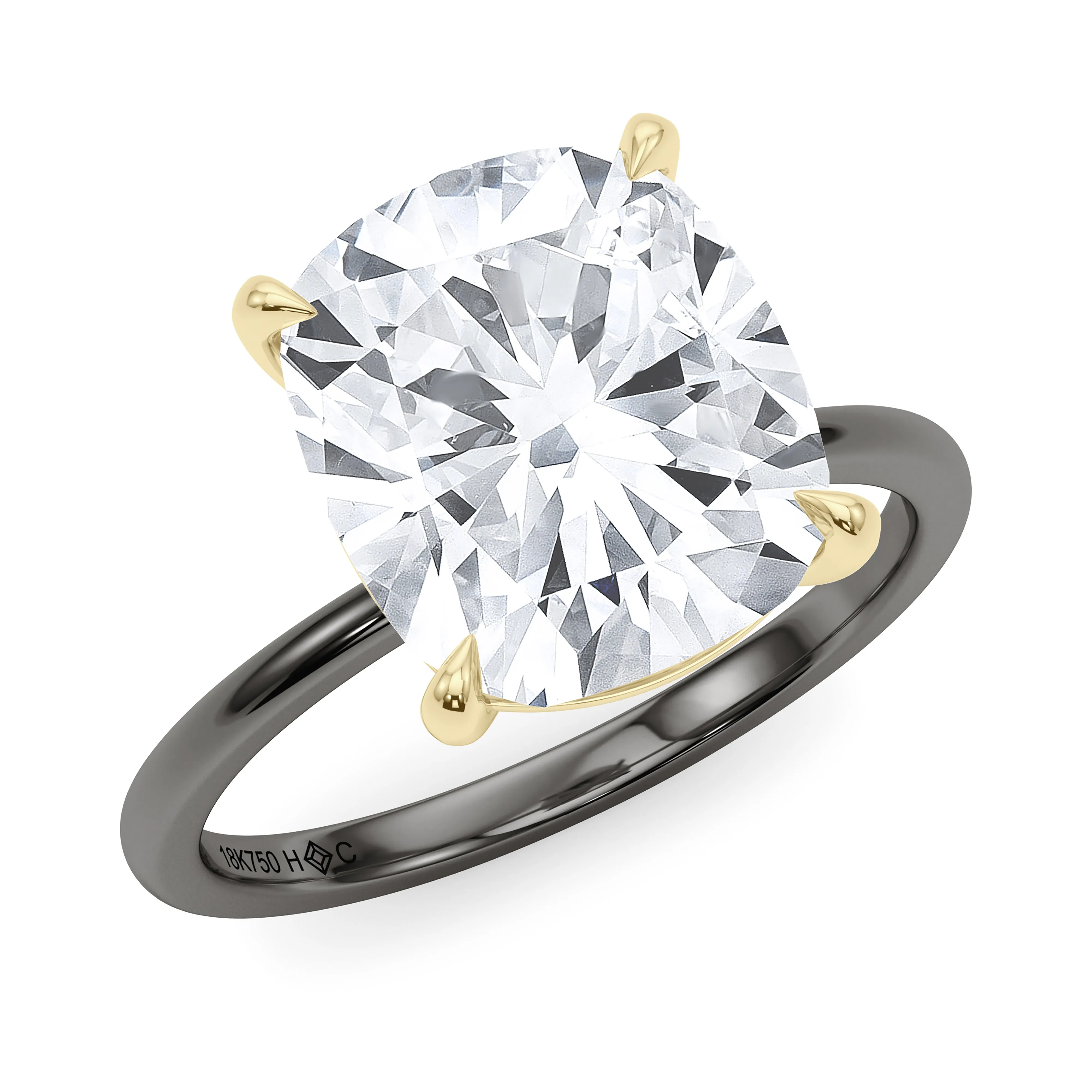 Mixed Metal Cushion Cut Diamond Ring
