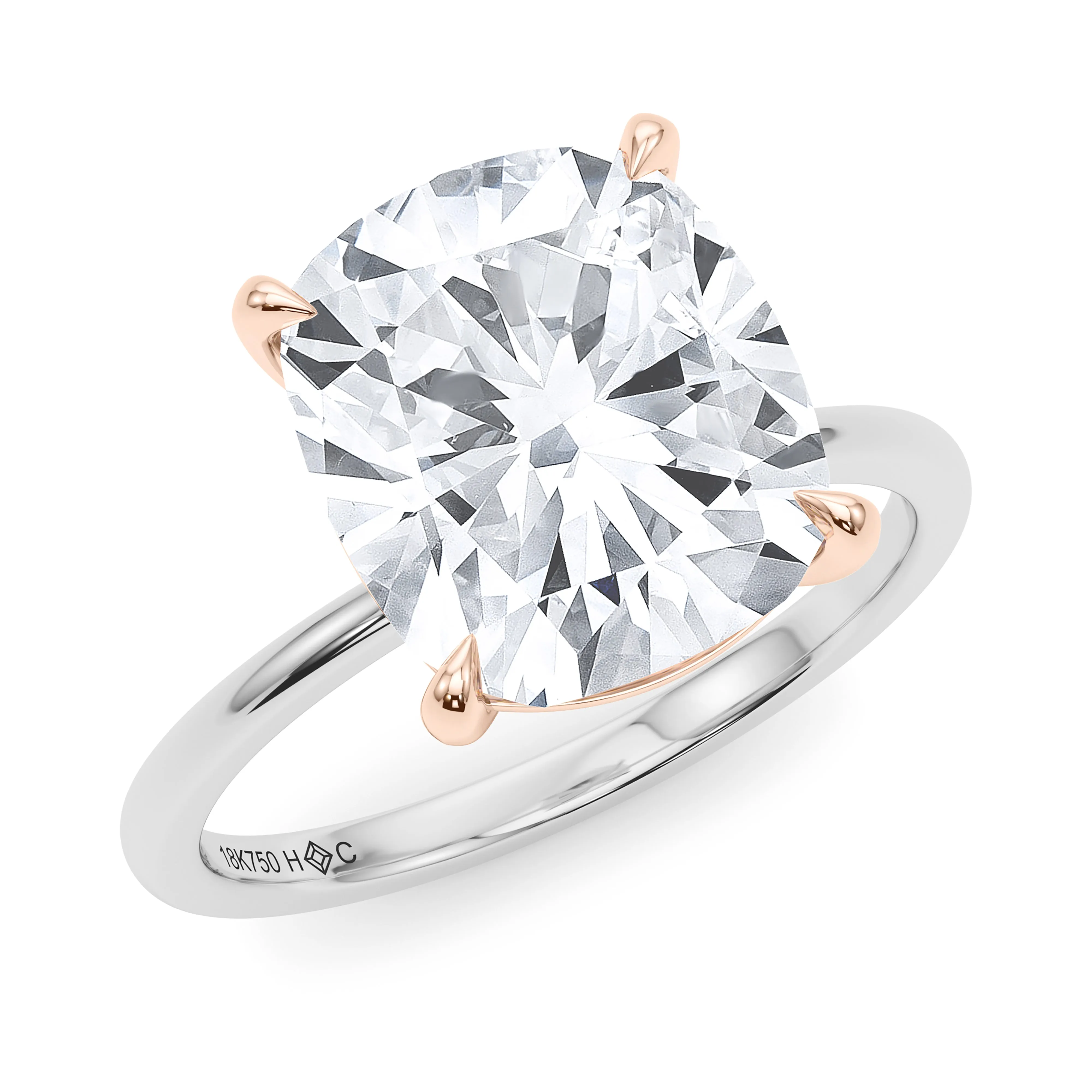 Mixed Metal Cushion Cut Diamond Ring
