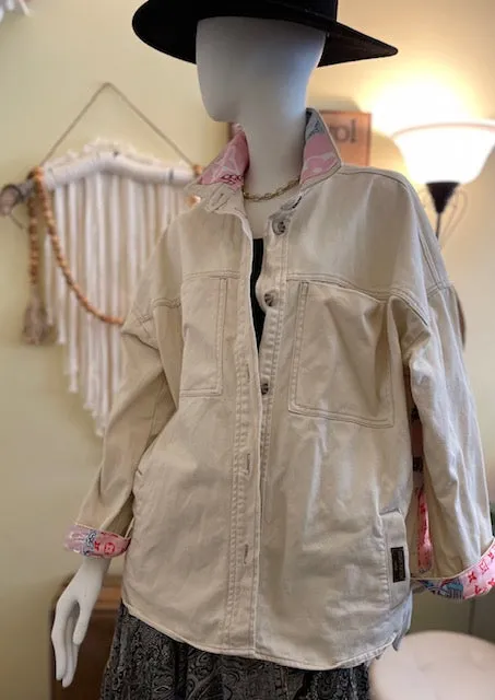 Oversized Cream Denim Jacket