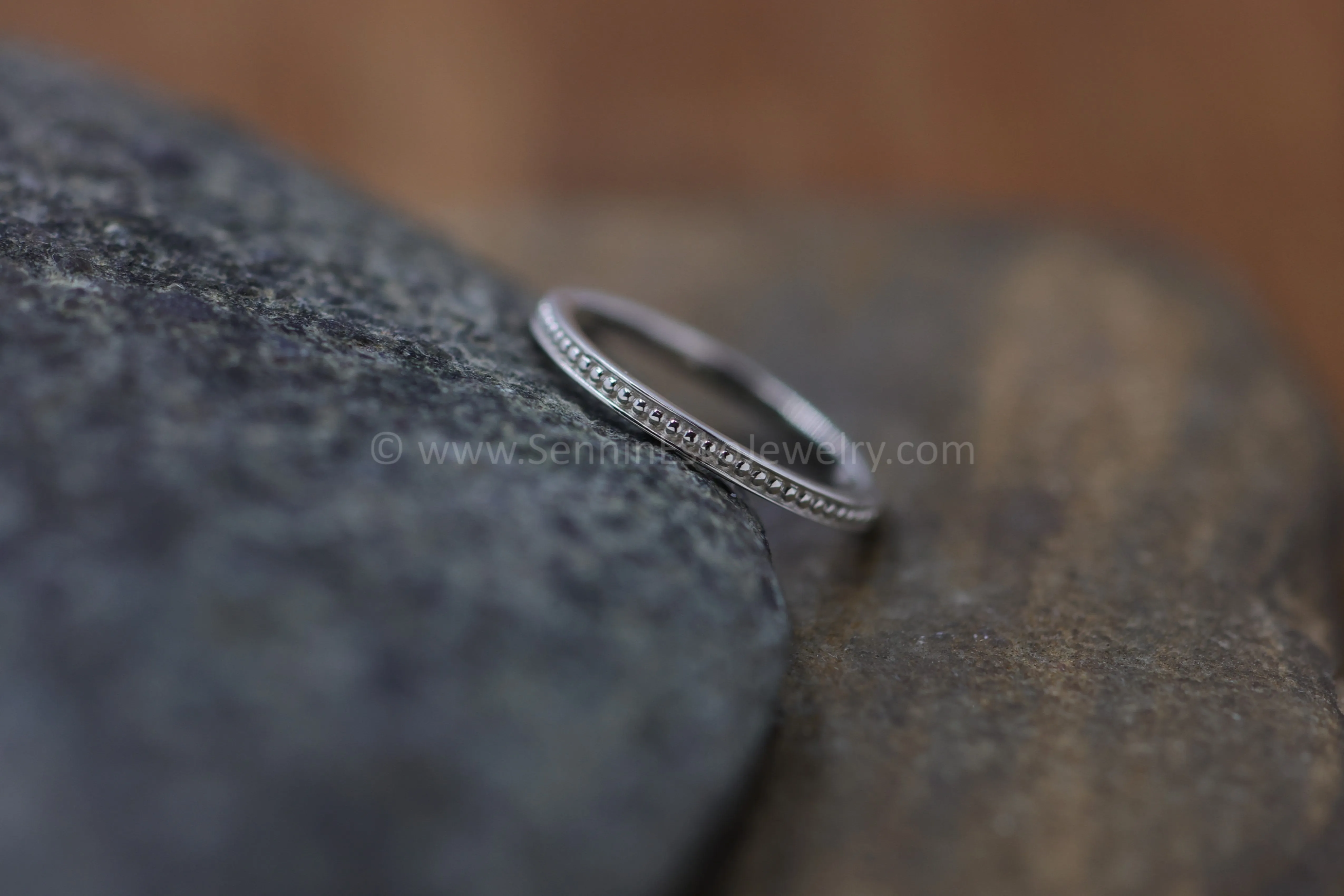 READY TO SHIP Skinny Beaded Stacking Ring, Size 5.75