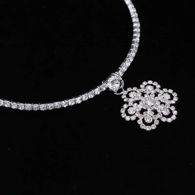 Rhinestones Flower Styles Necklace Earrings Jewelry Sets | Bridelily