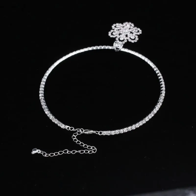 Rhinestones Flower Styles Necklace Earrings Jewelry Sets | Bridelily