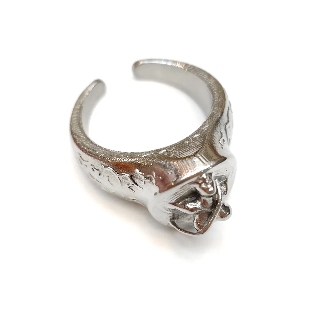 Sexy Lady Steel Slave Male Cock Ring