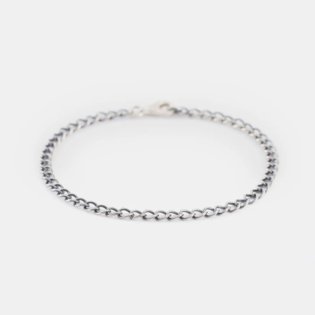 Silver Open Link Curb Chain Bracelet