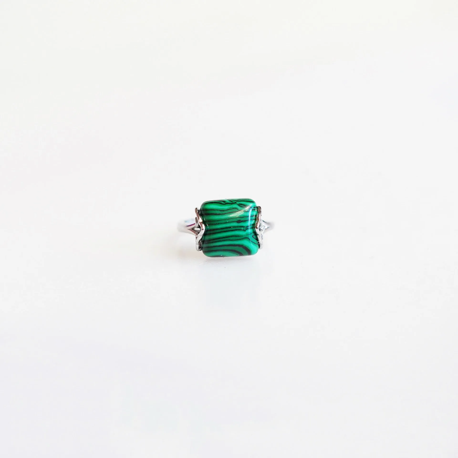 Silver Square Malachite Ring