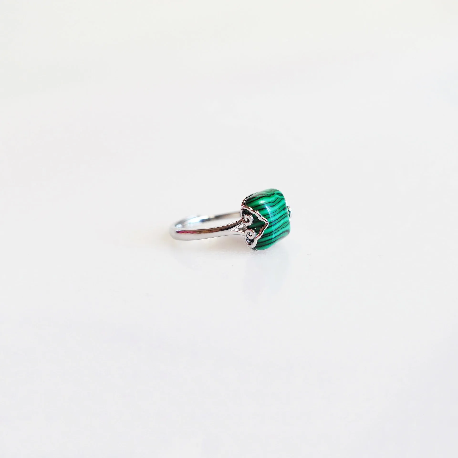 Silver Square Malachite Ring