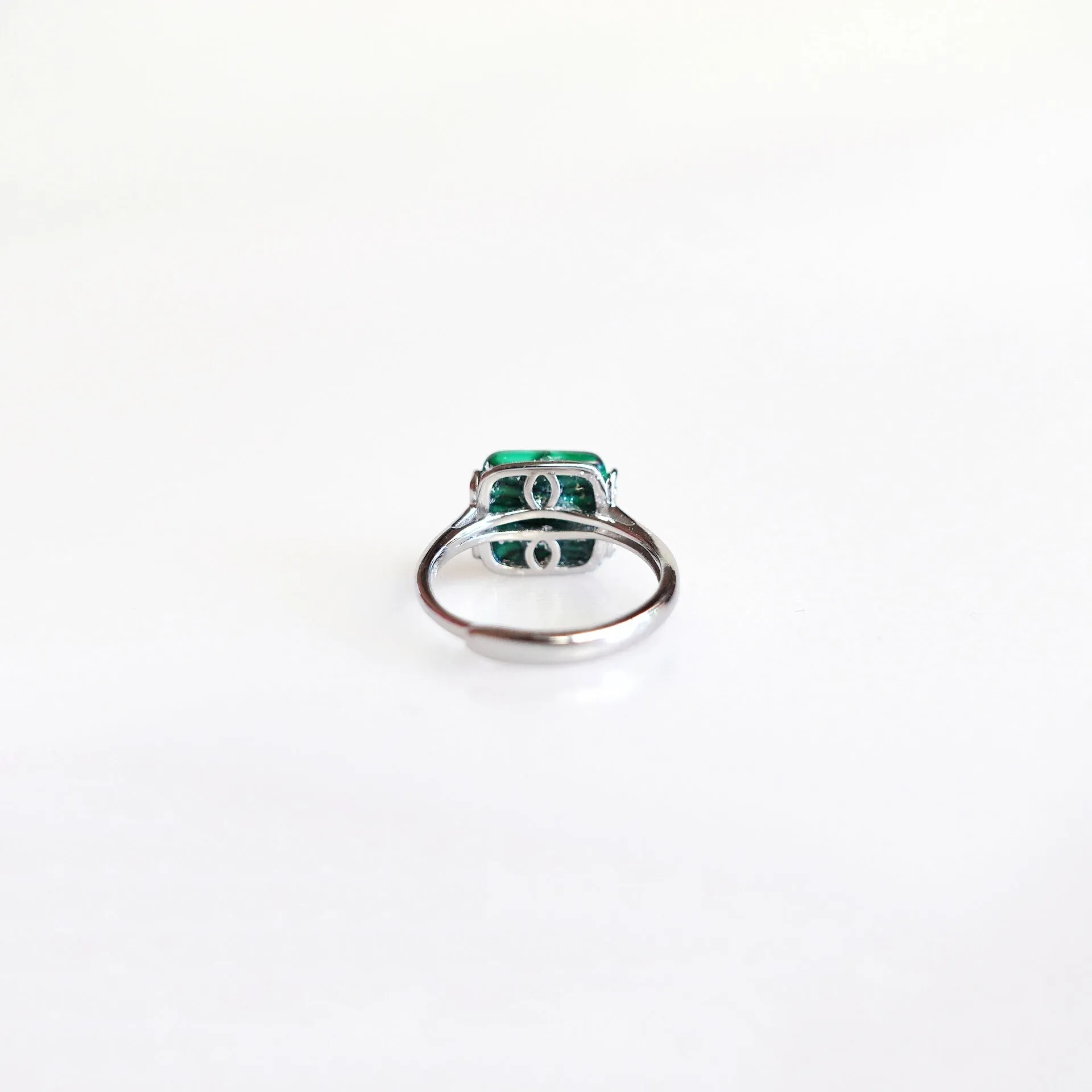 Silver Square Malachite Ring