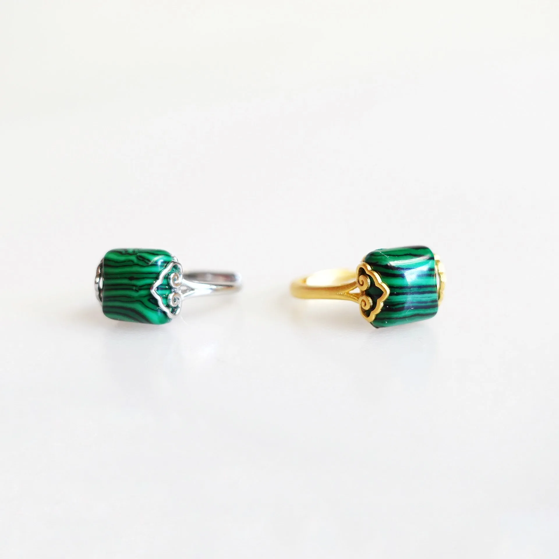 Silver Square Malachite Ring