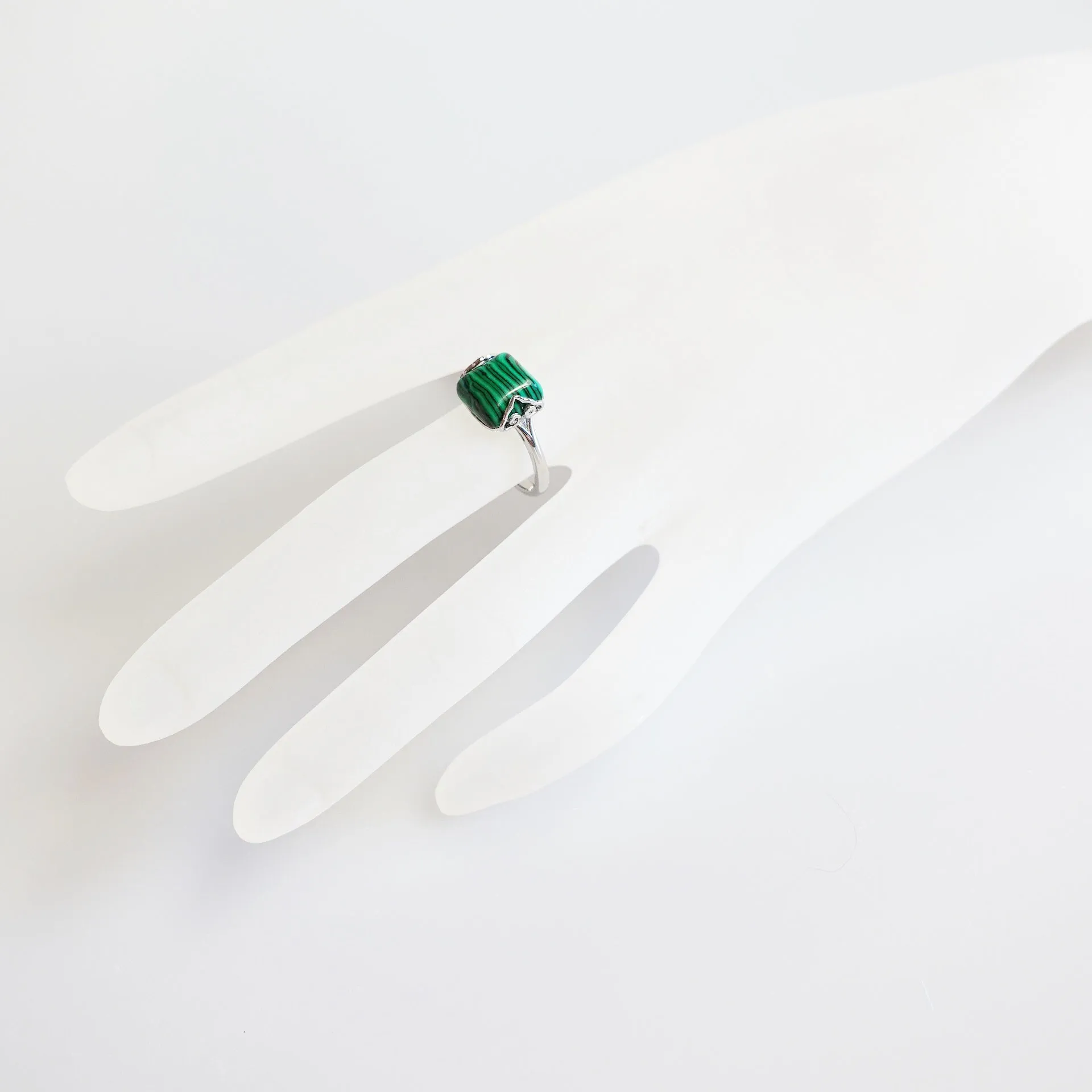 Silver Square Malachite Ring