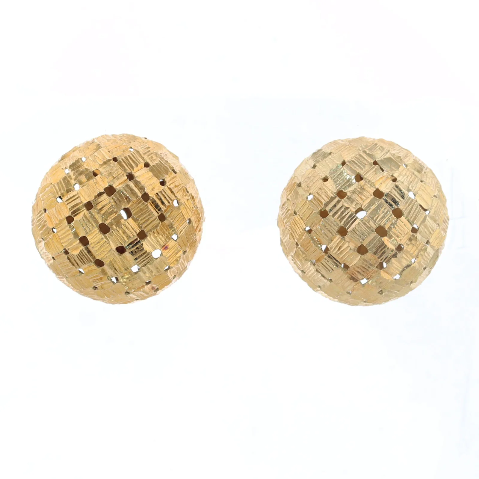 Tiffany & Co. 18k Yellow Gold Basket Weave Dome Post Clip Earrings
