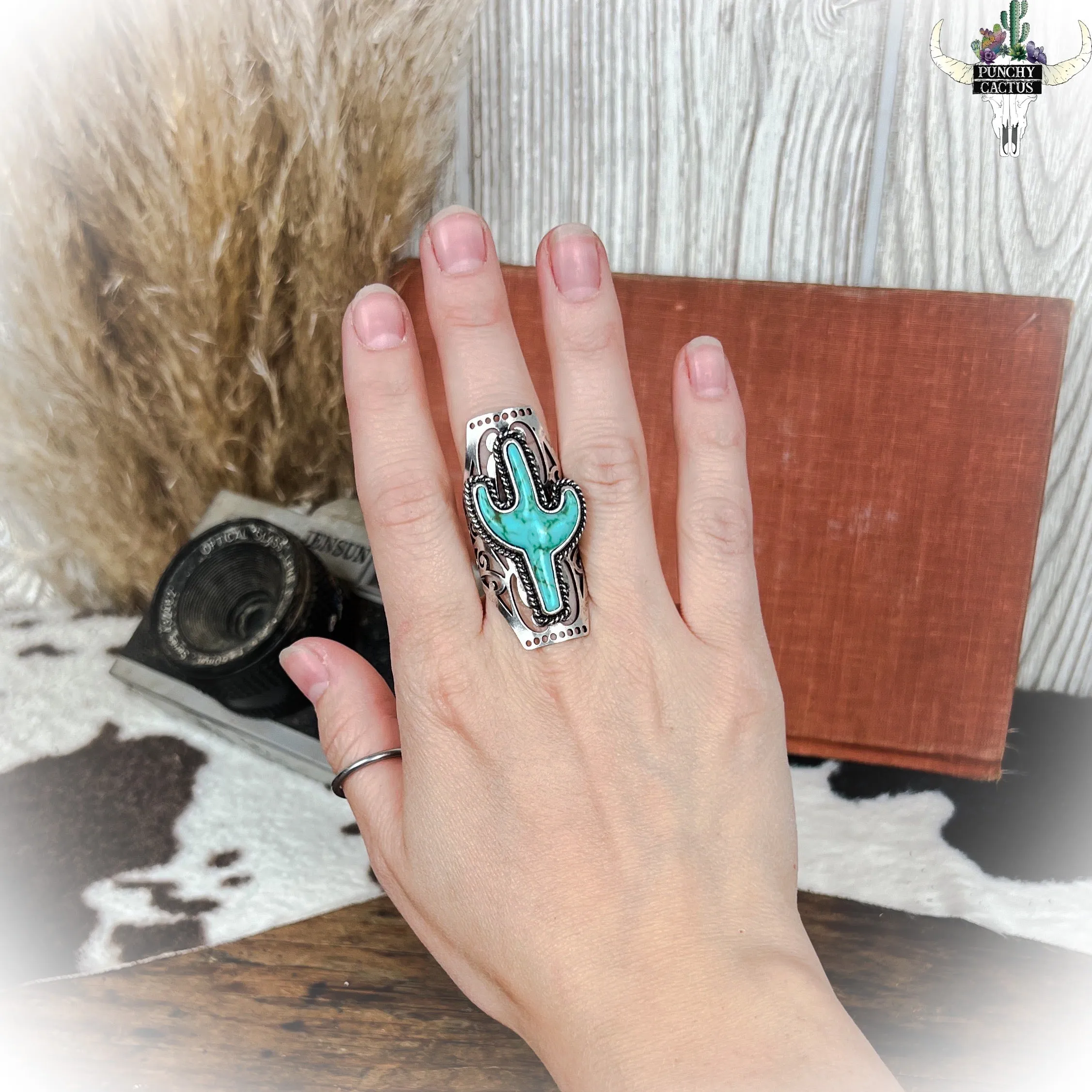 Western Cactus Cuff Ring