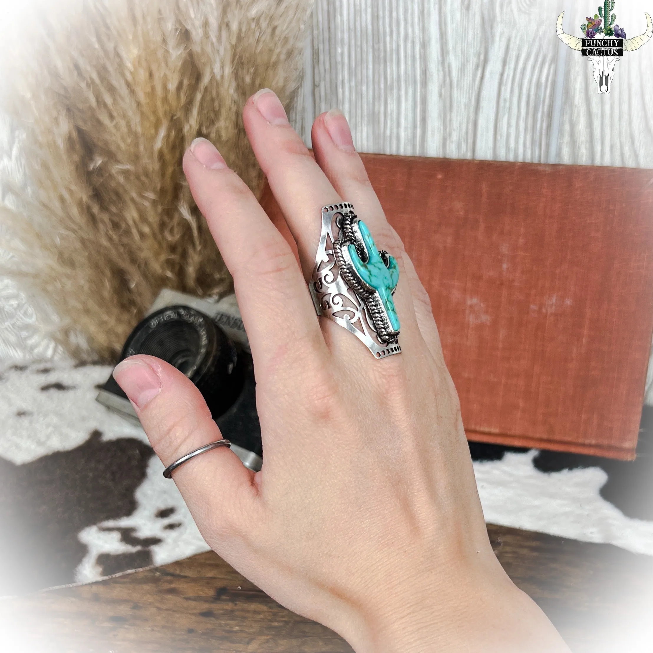 Western Cactus Cuff Ring